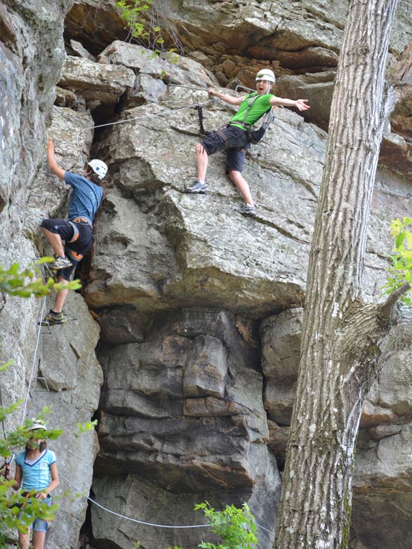 Group rock climbing